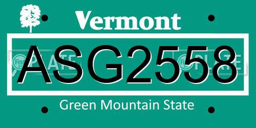 ASG2558 Vermont License Plate