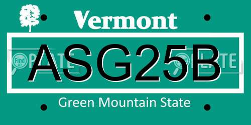 ASG25B Vermont License Plate