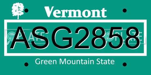 ASG2858 Vermont License Plate