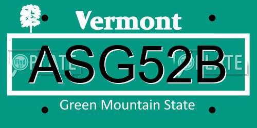 ASG52B Vermont License Plate