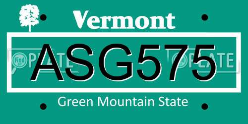 ASG575 Vermont License Plate