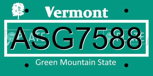 ASG7588 Vermont License Plate