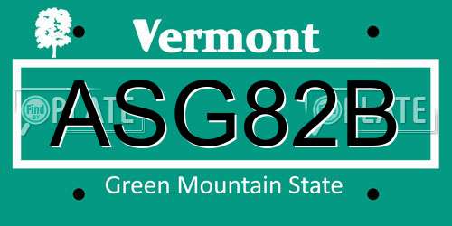 ASG82B Vermont License Plate