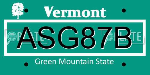 ASG87B Vermont License Plate