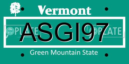 ASGI97 Vermont License Plate