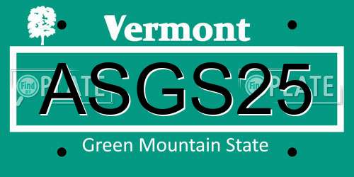 ASGS25 Vermont License Plate