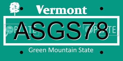ASGS78 Vermont License Plate