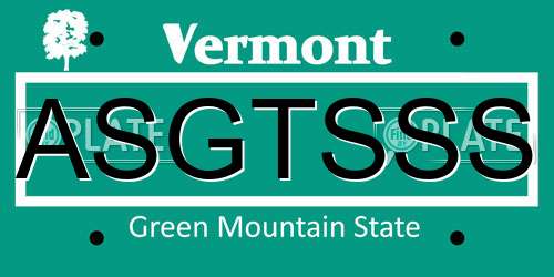 ASGTSSS Vermont License Plate