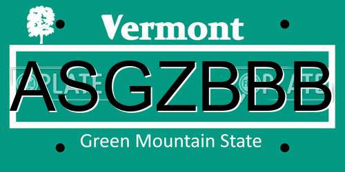 ASGZBBB Vermont License Plate