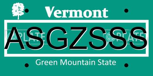 ASGZSSS Vermont License Plate