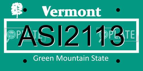 ASI2113 Vermont License Plate