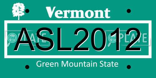 ASL2012 Vermont License Plate