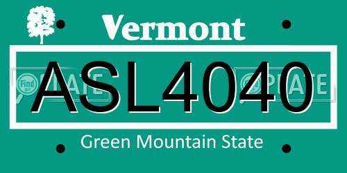ASL4040 Vermont License Plate