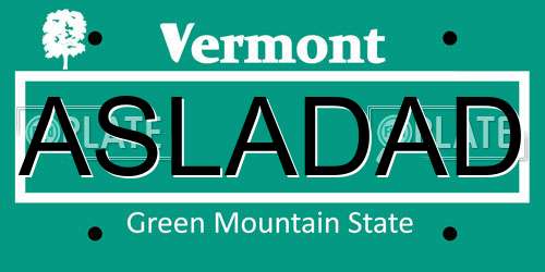 ASLADAD Vermont License Plate