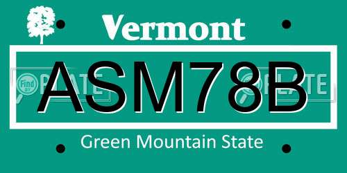 ASM78B Vermont License Plate