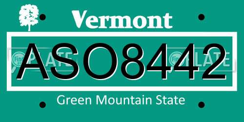ASO8442 Vermont License Plate