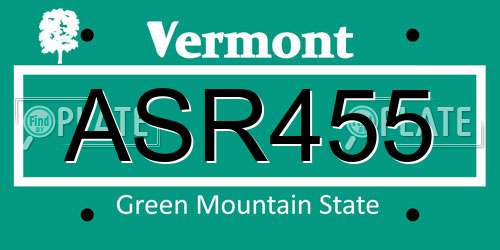 ASR455 Vermont License Plate
