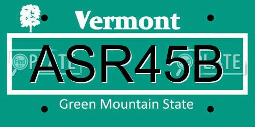 ASR45B Vermont License Plate