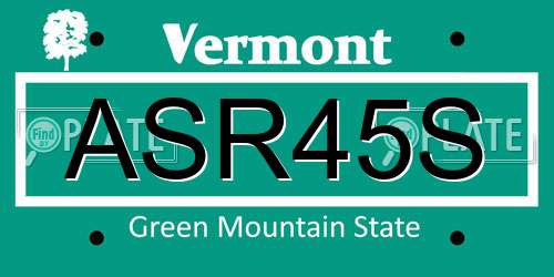 ASR45S Vermont License Plate