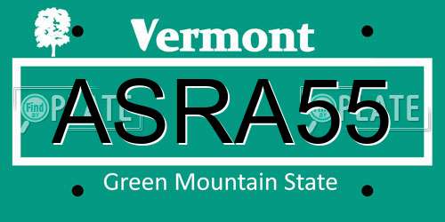 ASRA55 Vermont License Plate