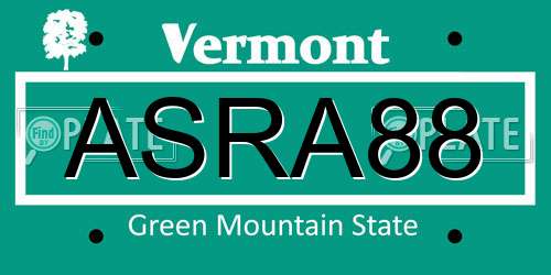 ASRA88 Vermont License Plate