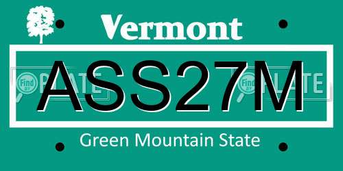 ASS27M Vermont License Plate