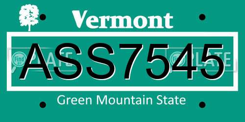 ASS7545 Vermont License Plate