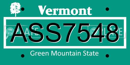 ASS7548 Vermont License Plate
