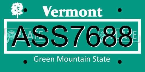 ASS7688 Vermont License Plate