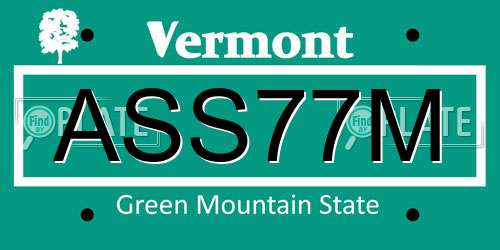 ASS77M Vermont License Plate