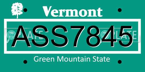 ASS7845 Vermont License Plate