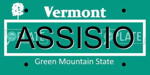 ASSISIO Vermont License Plate