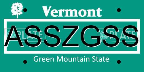ASSZGSS Vermont License Plate