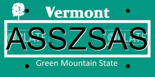 ASSZSAS Vermont License Plate