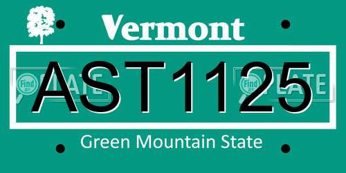 AST1125 Vermont License Plate