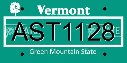 AST1128 Vermont License Plate