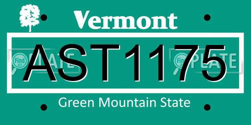 AST1175 Vermont License Plate