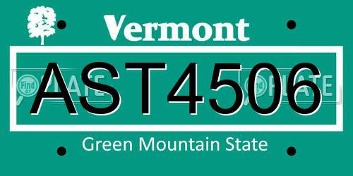 AST4506 Vermont License Plate