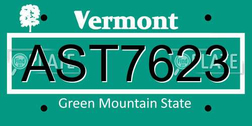 AST7623 Vermont License Plate