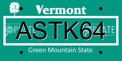 ASTK64 Vermont License Plate