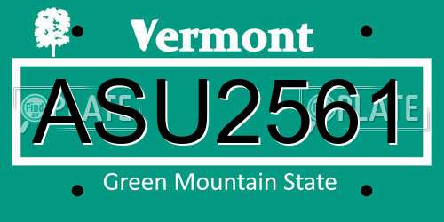 ASU2561 Vermont License Plate