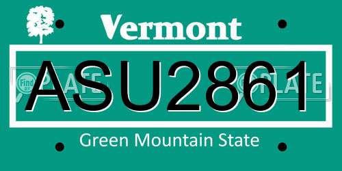 ASU2861 Vermont License Plate