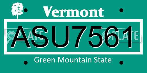 ASU7561 Vermont License Plate