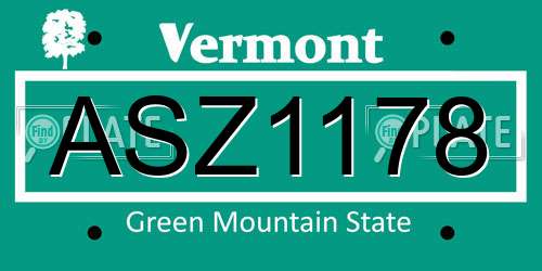ASZ1178 Vermont License Plate