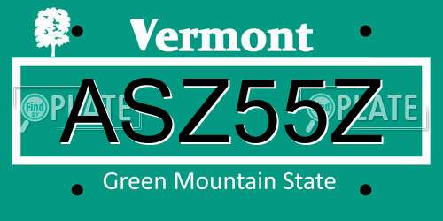 ASZ55Z Vermont License Plate