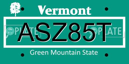 ASZ85T Vermont License Plate