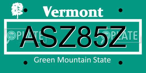 ASZ85Z Vermont License Plate