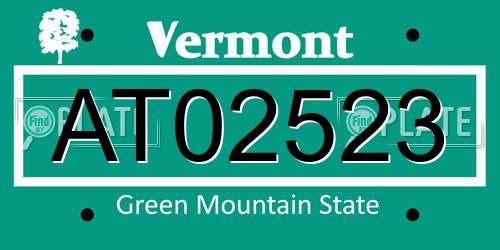 AT02523 Vermont License Plate