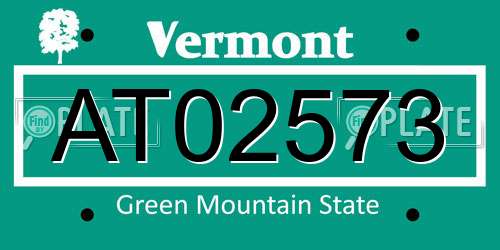 AT02573 Vermont License Plate