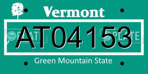 AT04153 Vermont License Plate